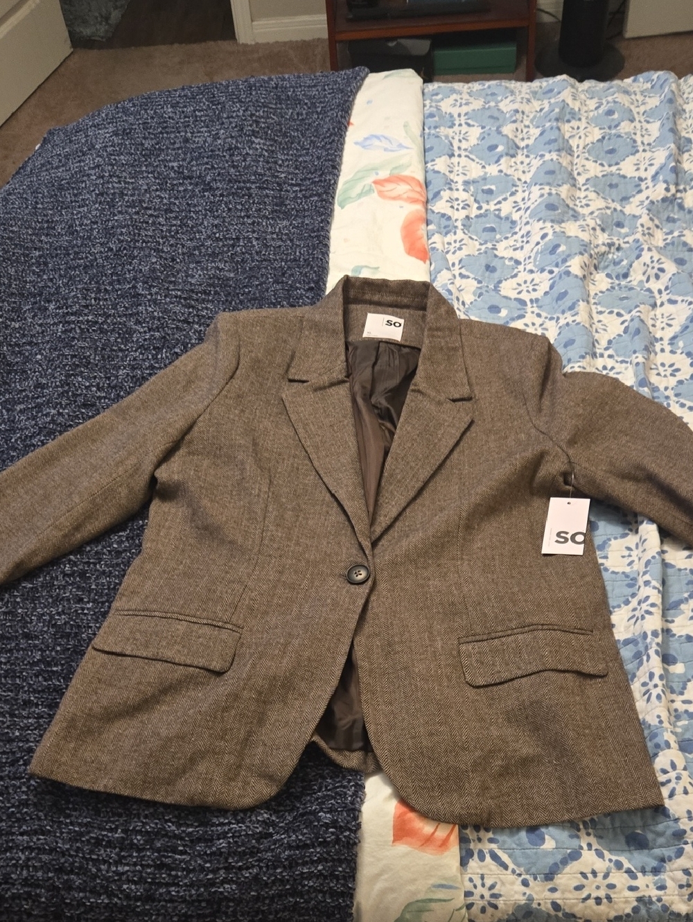 SO Brown Tweed Single-Button Blazer